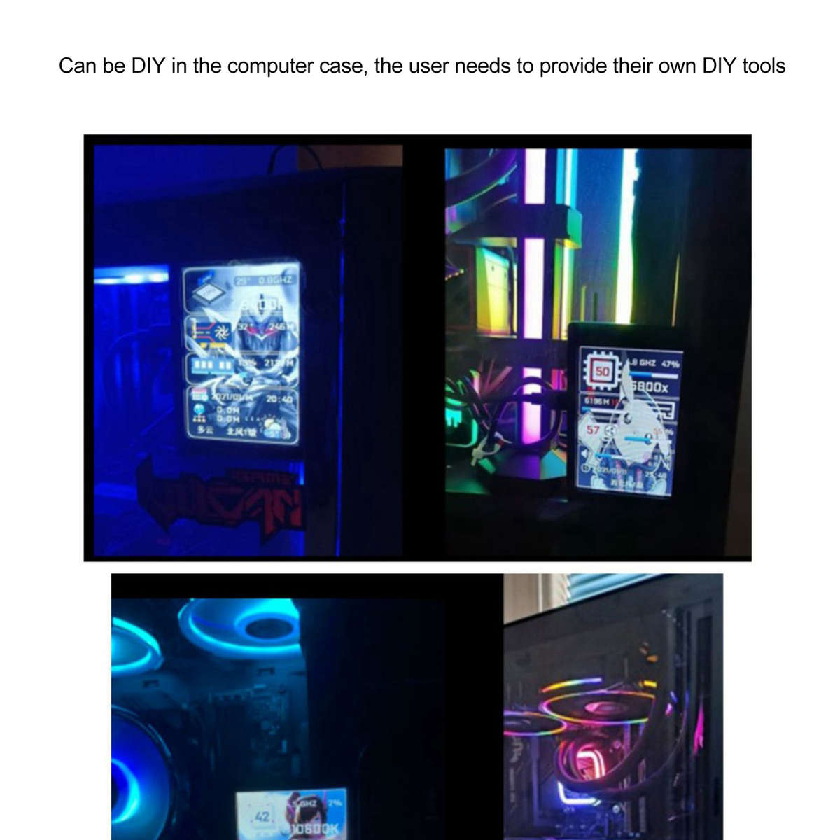 White 3.5in Computer Temp Monitor Full View Display Small Screen For AID New