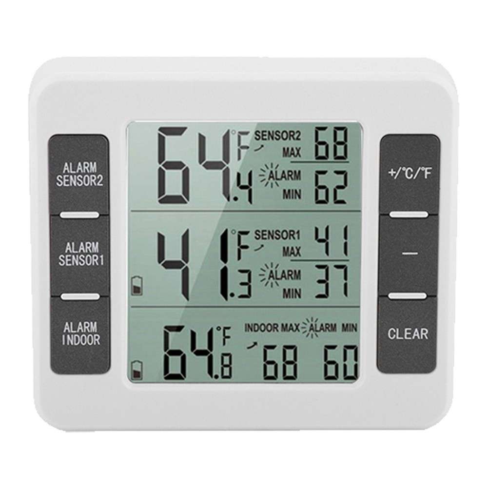 Wireless Thermometer With Long Range Sensor For Fridge And Outdoor Use