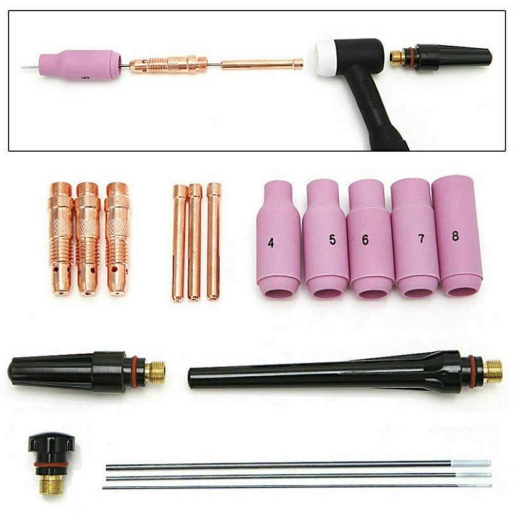 17 Piece TIG Welding Torch Consumables Kit Fits WP 17 18 And 26 Models
