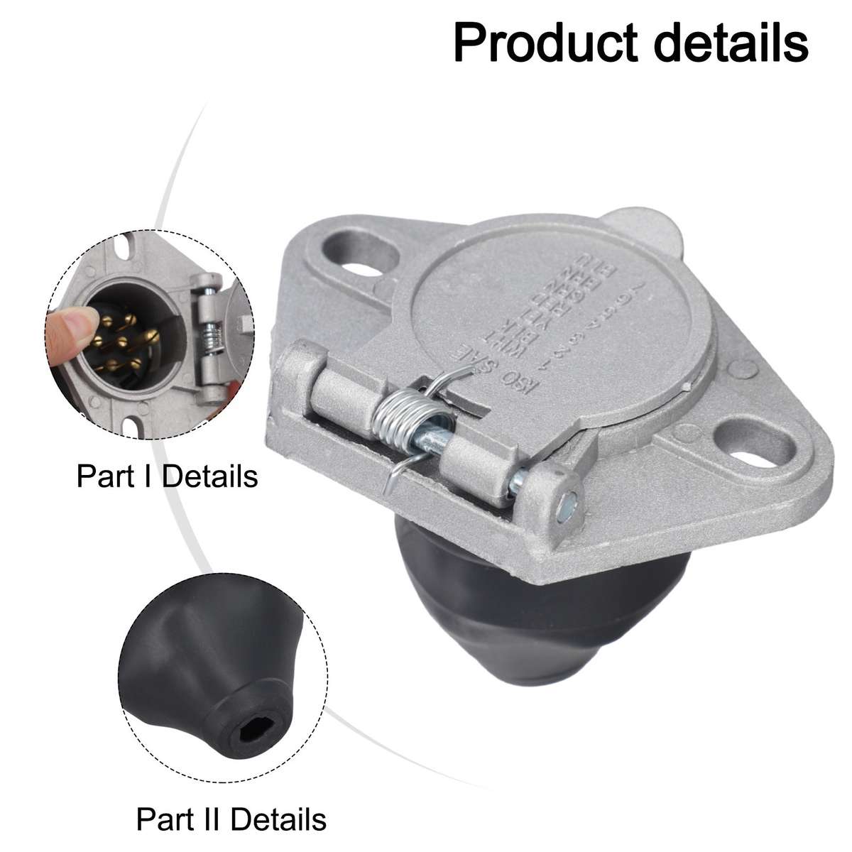 7 Pins Socket For Semi Trailer Truck Light Connector Round Split Pin Receptacle