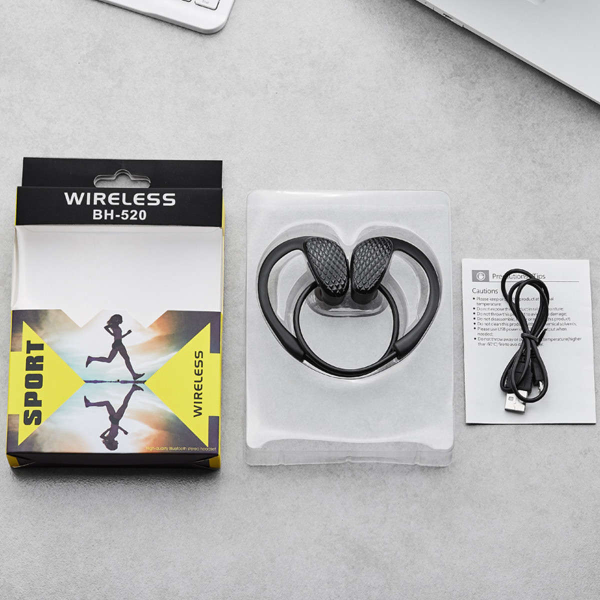 Sport Wireless Bluetooth headphones Earhook Earphones Headset mic Hands Free Call for smartpho BH520