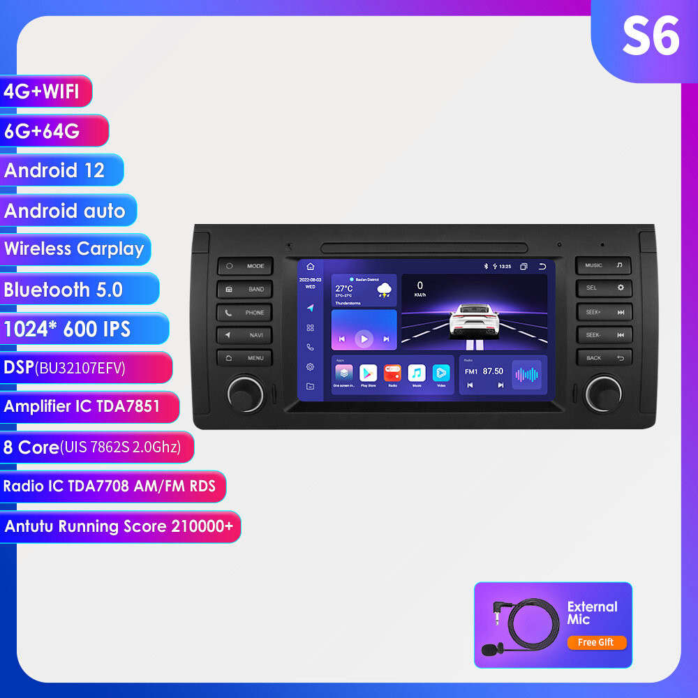 For BMW E39 X5 E53 7" Android 13 Car Stereo DSP Radio 8Core 6+64GB GPS Head Unit