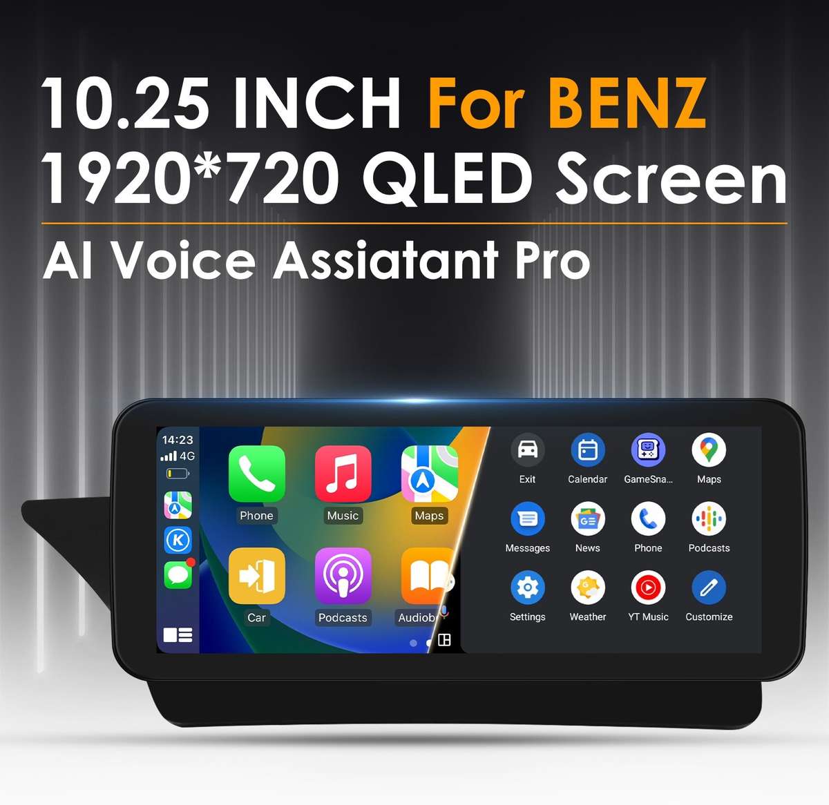 10.25'' Screen Android14 CarPlay Radio GPS For Benz E coupe C207 A207 2+32GB CAM