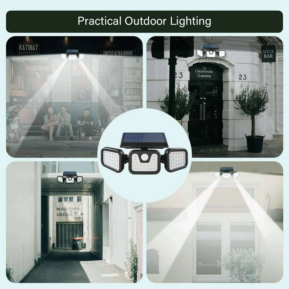 Outdoor Solar Lights Motion Sensor Wall Lights, 74-LEDs 3 Lighting Modes