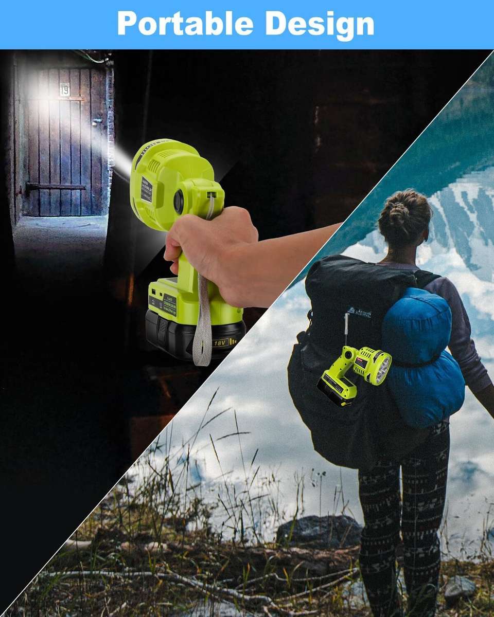 1120LM LED Spotlight Cordless Flashlight LED Work Light Indoor Outdoor for Ryobi