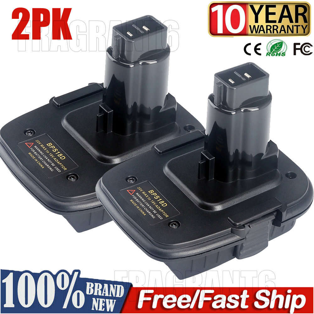 2PK Adapter For Black&Decker For Porter Cable 20V Battery convert To For Dewalt