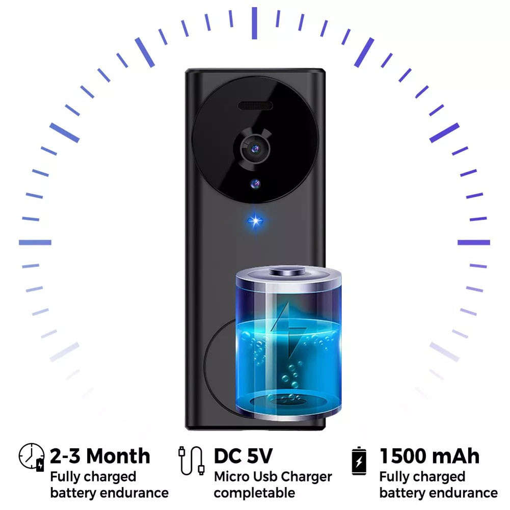 Rechargeable Wireless Video Doorbell With 4.3 Inch Display And Snapshot Feature