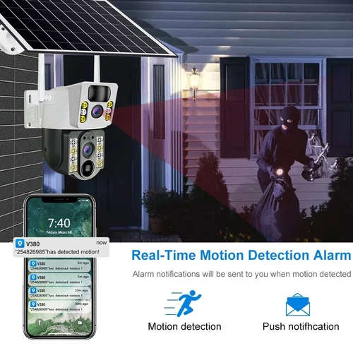 V380 Pro Solar outdoor camera wireless dual lens waterproof 4G 360 CCTV camera