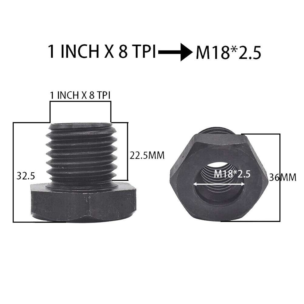 1 Pc Wood Turning Lathe Headstock Spindle Chuck Adapter M18X2.5 To 1-8TPI Tool