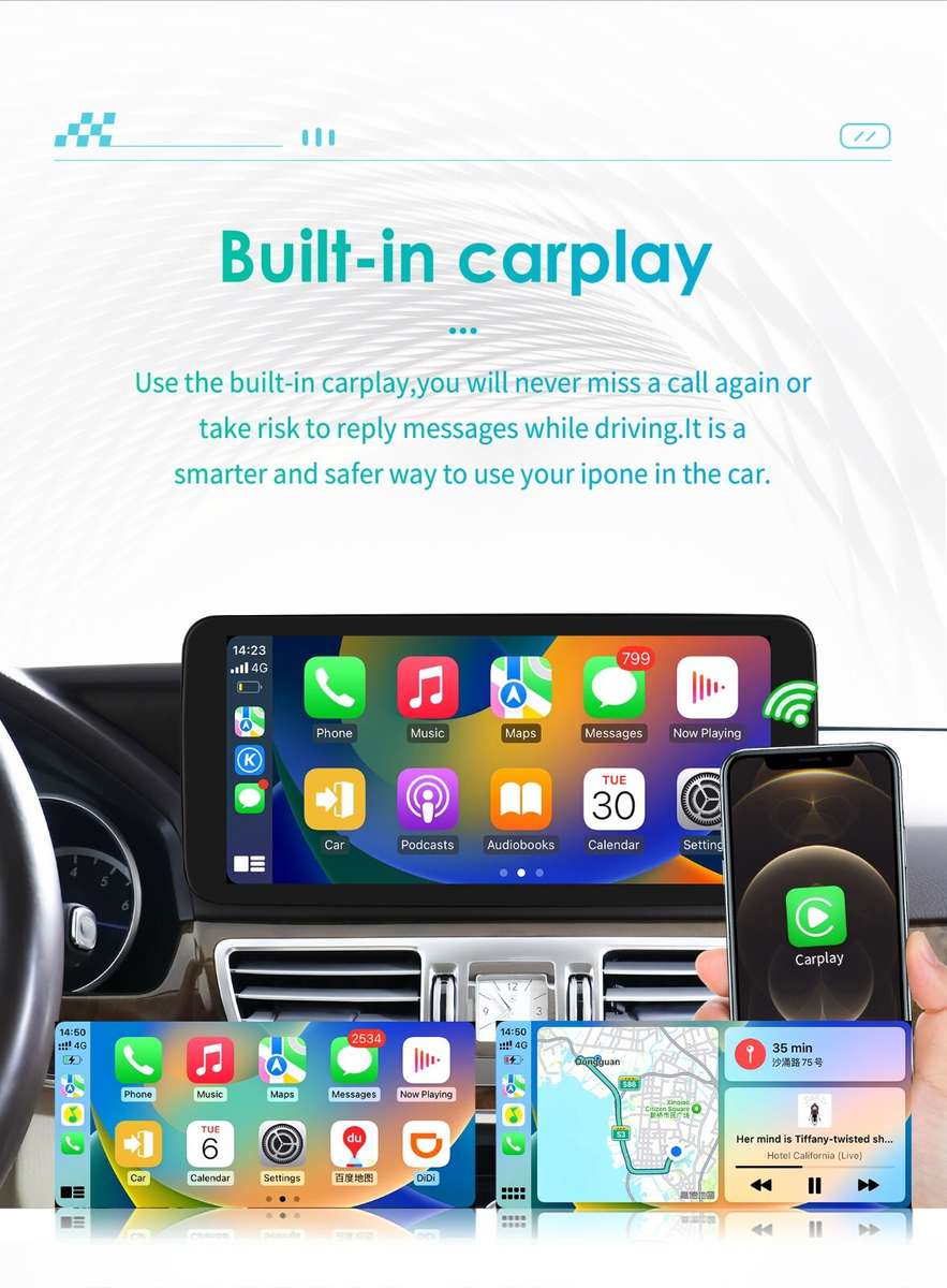 Android Car GPS Radio Stereo DSP Carplay For Benz E Class E200 E300 W212 6G+64GB