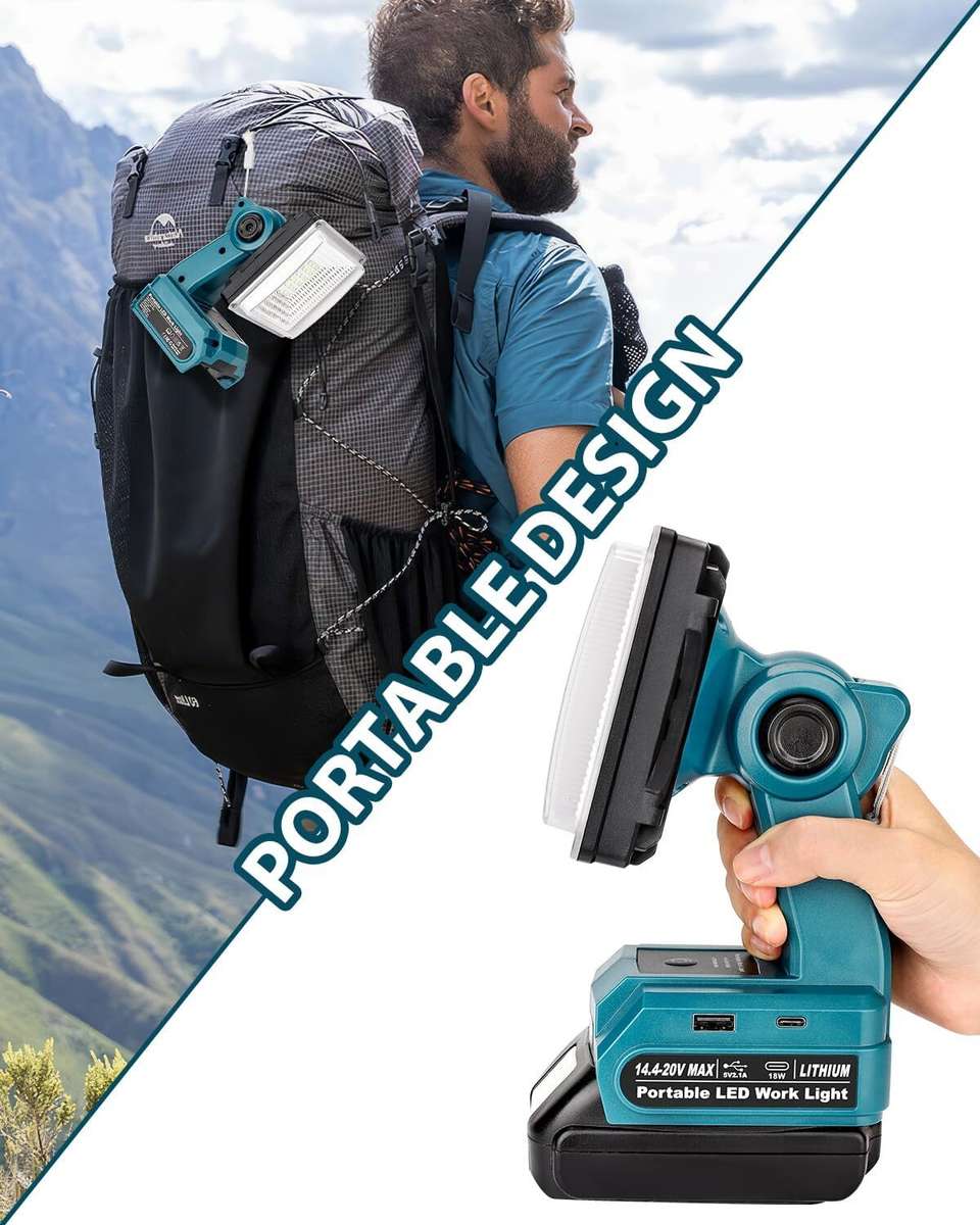 Jobsite Light Flashlight Cordless LED Work Light for Makita 18V Battery LED USB