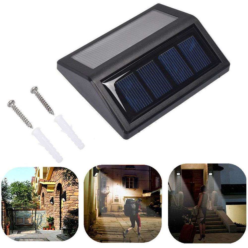 6 LED Solar Power Wall Light Outdoor Garden Waterproof Lamp