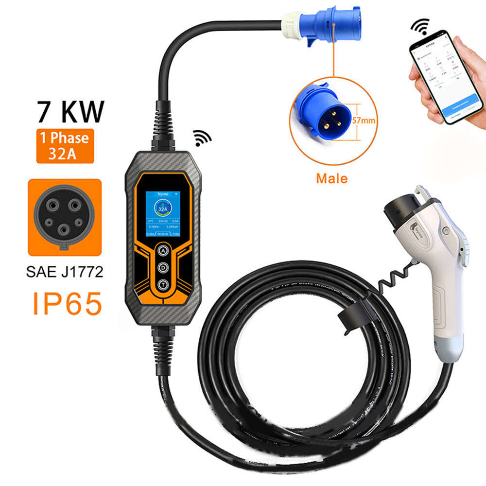 J1772 Fast Electric Car Charger CEE 32A 16ft APP 7KW Portable EV Charging Cable