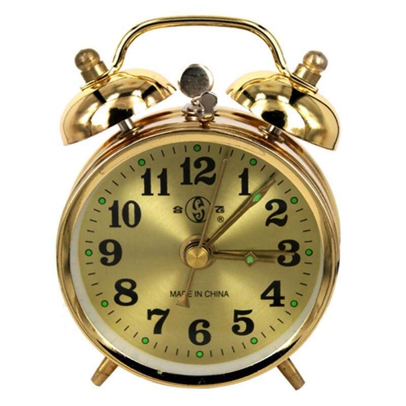 Horseshoe Mechanical Gold Alarm Clock Manual Wind-Up Vintage Metal Clock-Cute