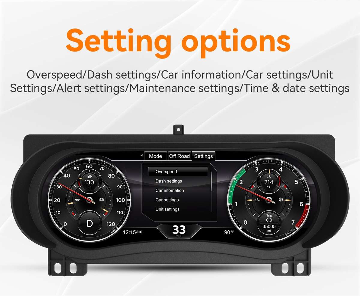 12.3" For Jeep Wrangler 2018-2023 Digital Instrument Cluster Speedometer Board
