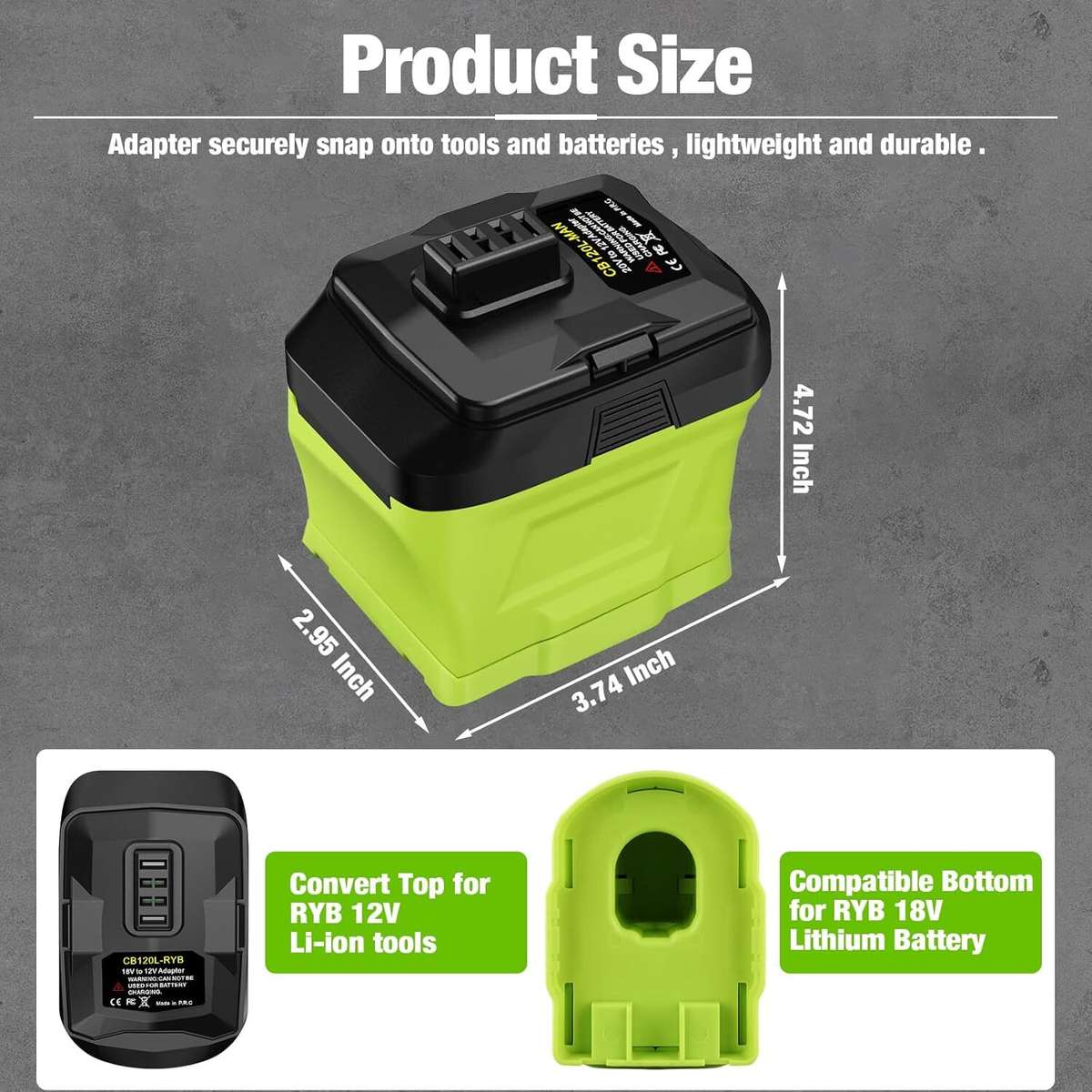 Battery Adapter for Ryobi 18V Li-ion Battery Convert to for Ryobi 12V Power tool