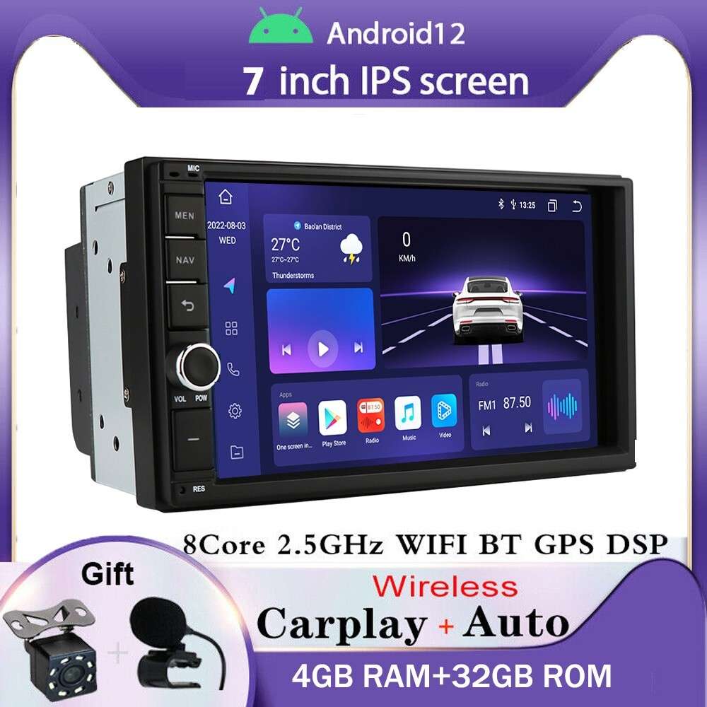 8Core Android 12 7" Double 2DIN Carplay Car Stereo DSP Radio GPS 4+32GB WiFi SWC