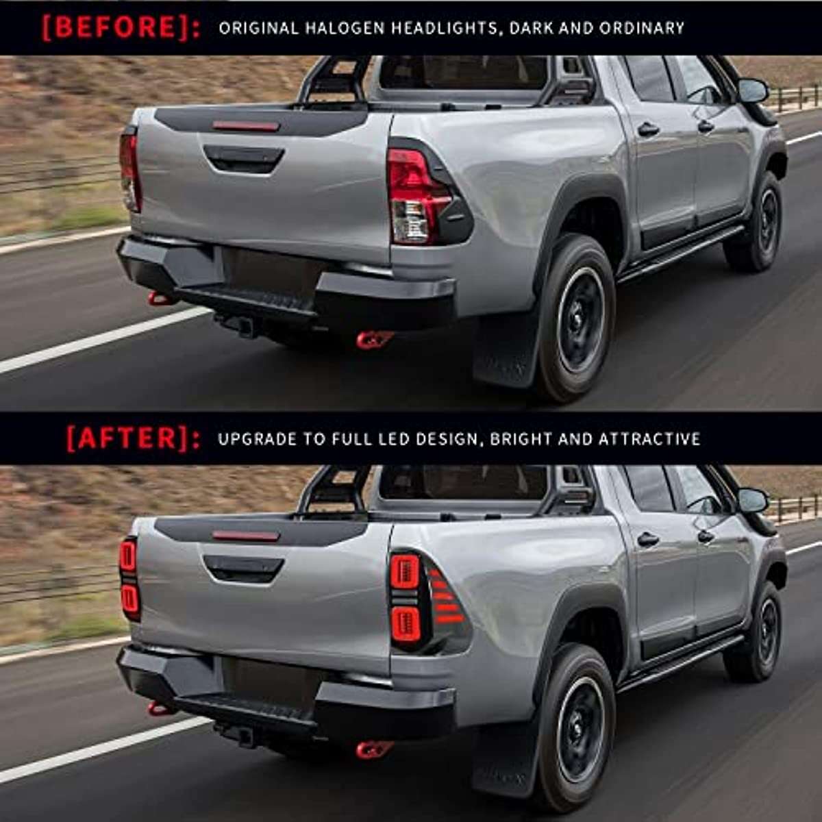 For Toyota Hilux/VIGO/REVO/CONQUEST 2015-2022 Pair LED Tail Lights Assembly