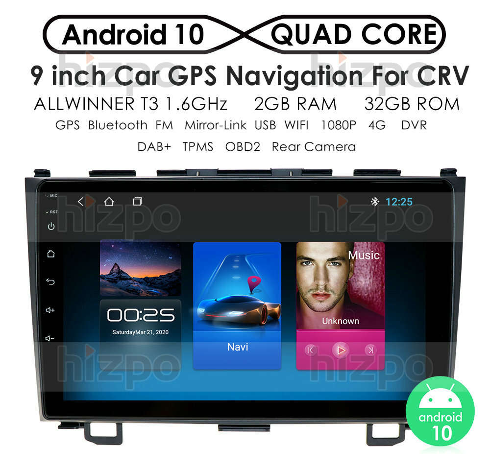 For Honda CRV 2007-2011 Car Stereo GPS Navi Radio CarPlay Android 2+32GB +Camera