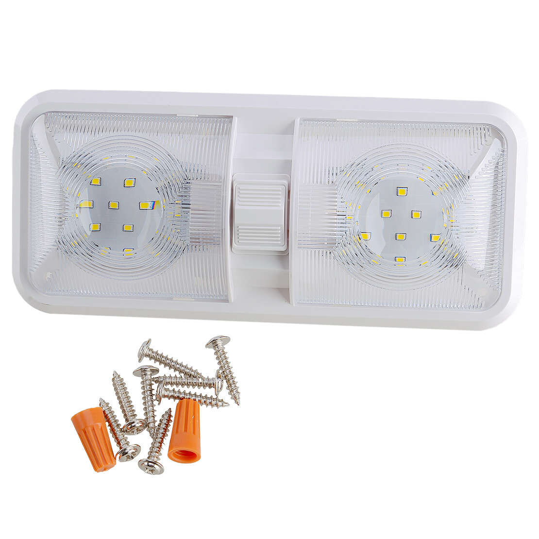 LED Double Dome Light Ceiling Fixture Light For RV Camper Trailer Marine New