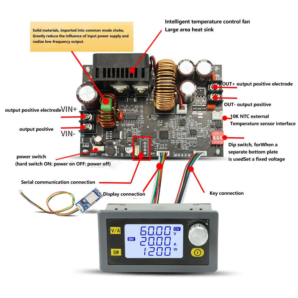 Parts Power Supply Adjustable CV-CC 0-60V 20A / 1200W DC Module Regulated