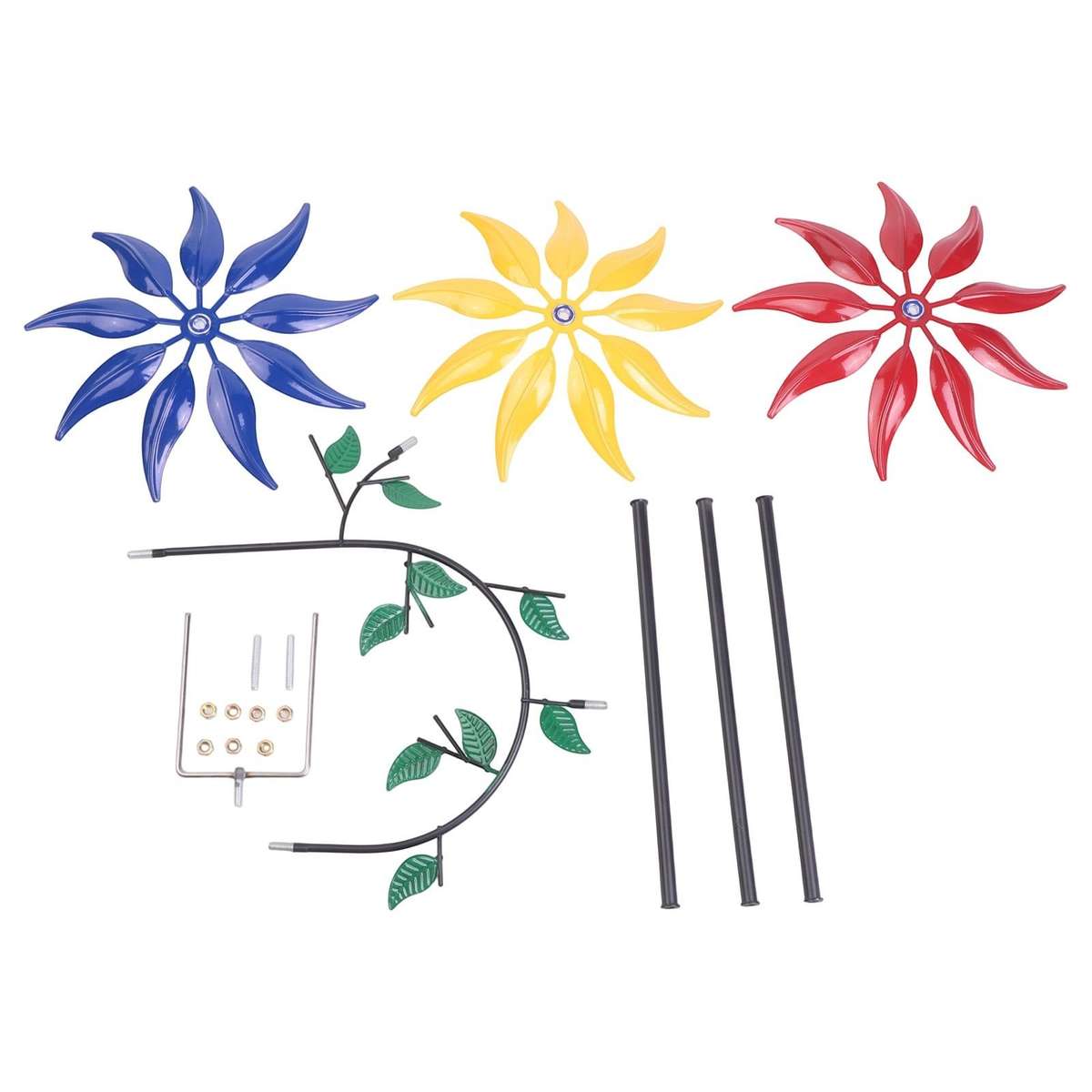 Multi Colored Flower Wind Spinner For Captivating Garden Sculpture Decor