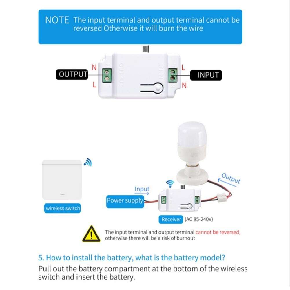 Light Switch Remote Control Set With 2 Receivers For Various Applications