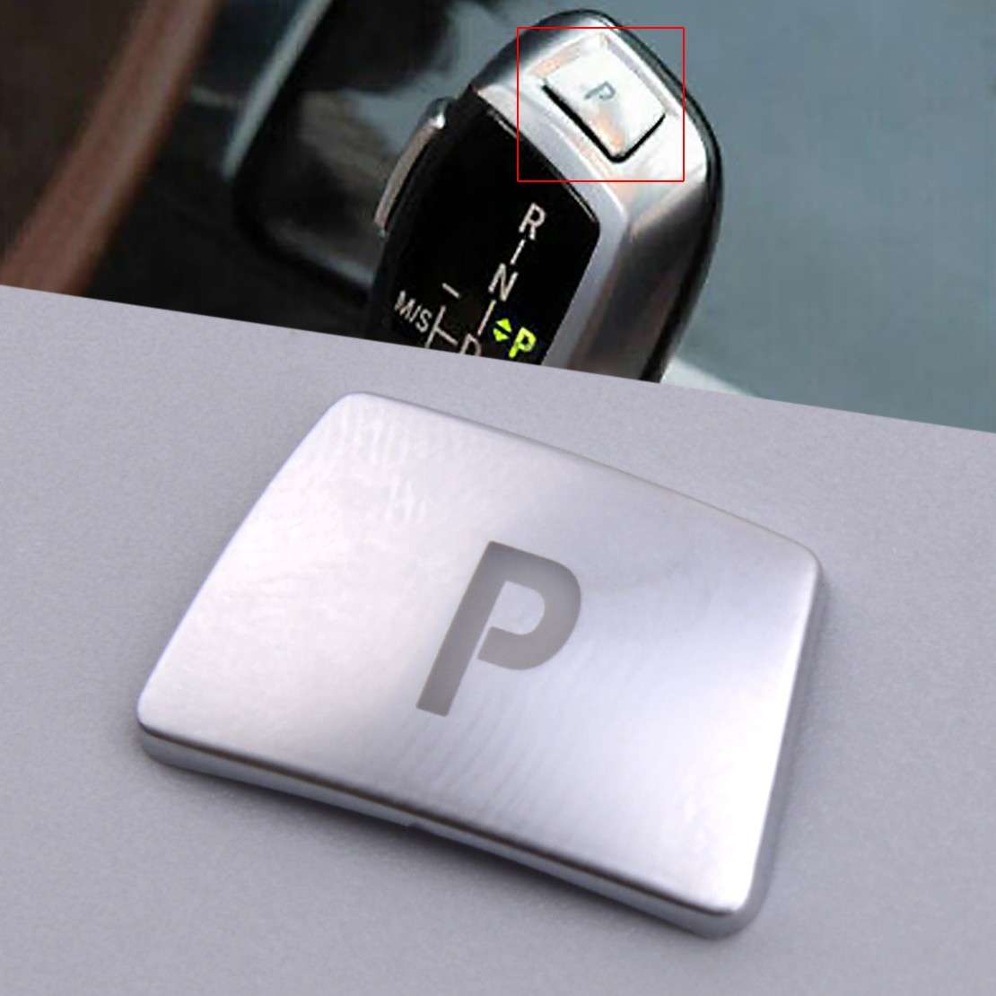 Silver Gear Shift Knob "P" Button Trim Fit For BMW 3 5 7 Series X3 X4 X5 X6