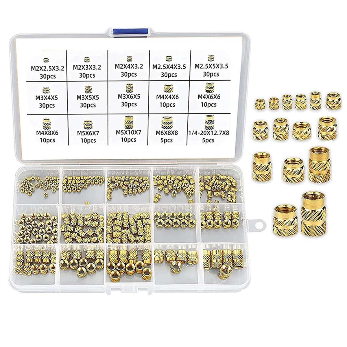 Threaded Inserts Brass Threaded Threaded Knurled 15 Sizes 300 Pcs 7 Models