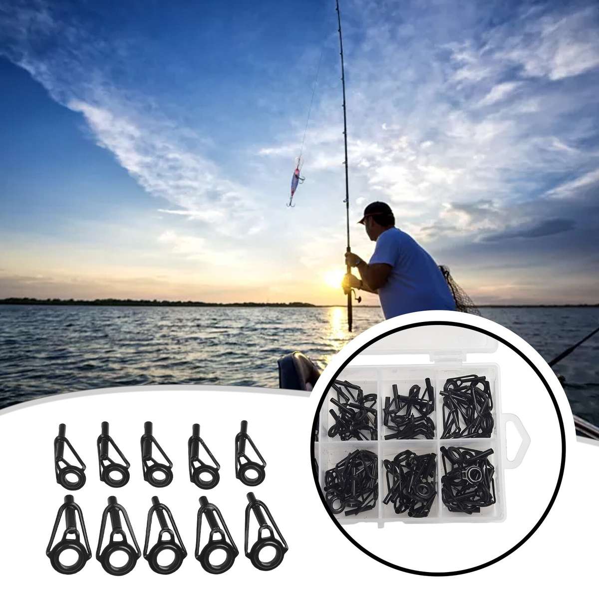 80pcs Fishing Rod Guide Tip Repair Kit,Rod Eye Replacement Ceramic Guide Ring