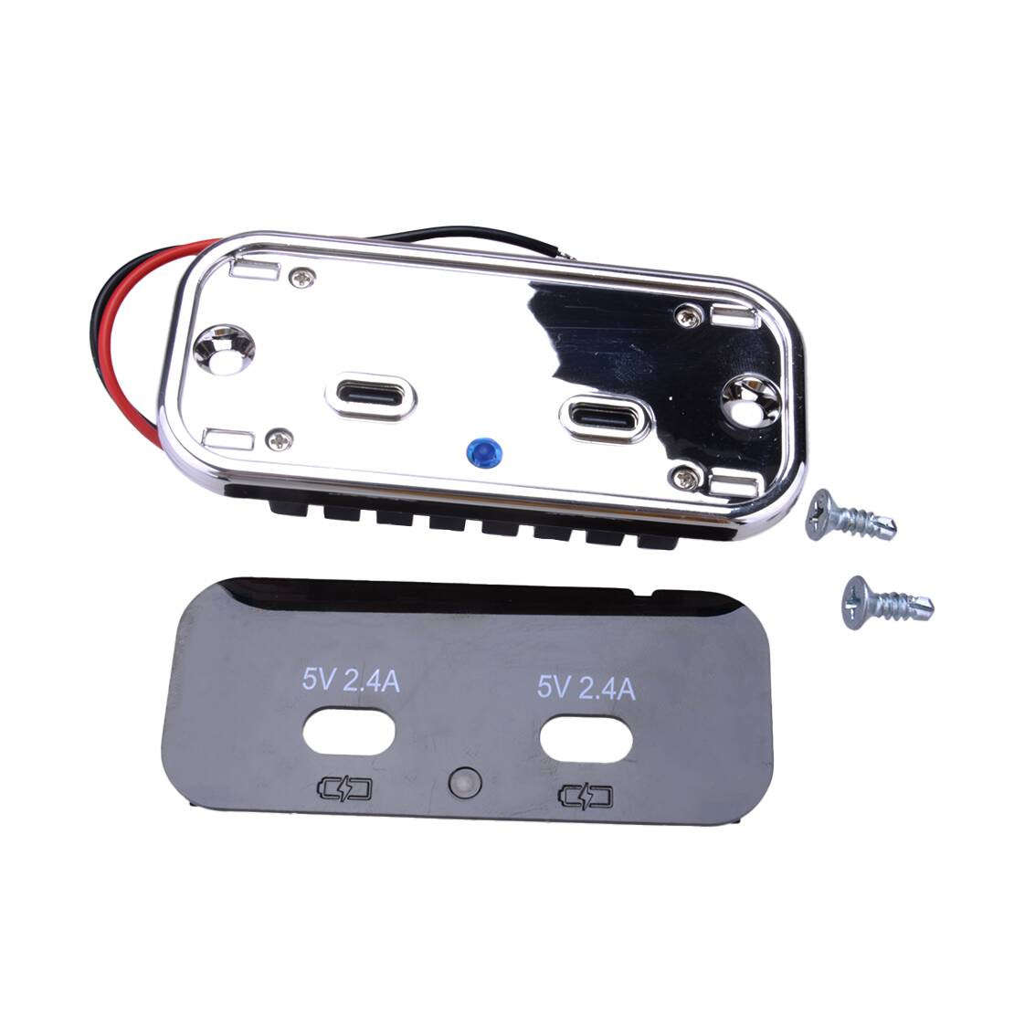 Dual USB Ports Type C Fast Charger Socket Power Outlet 12V-24V Car Boat RV top
