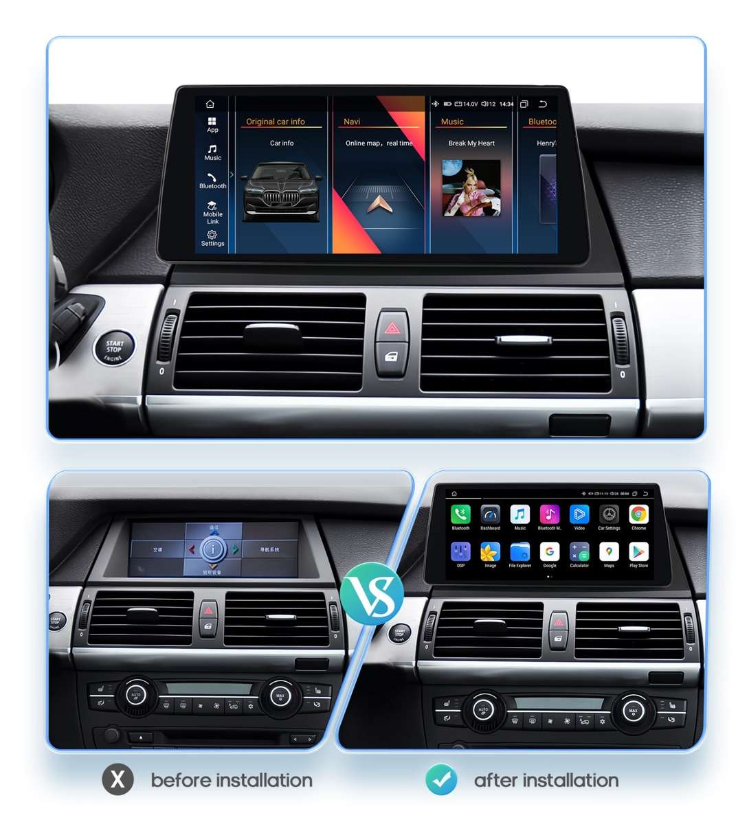 8Core Android 13 Carplay Radio GPS Navi BT 10.25"For BMW X5 X6 E70 CCC 2007-2010