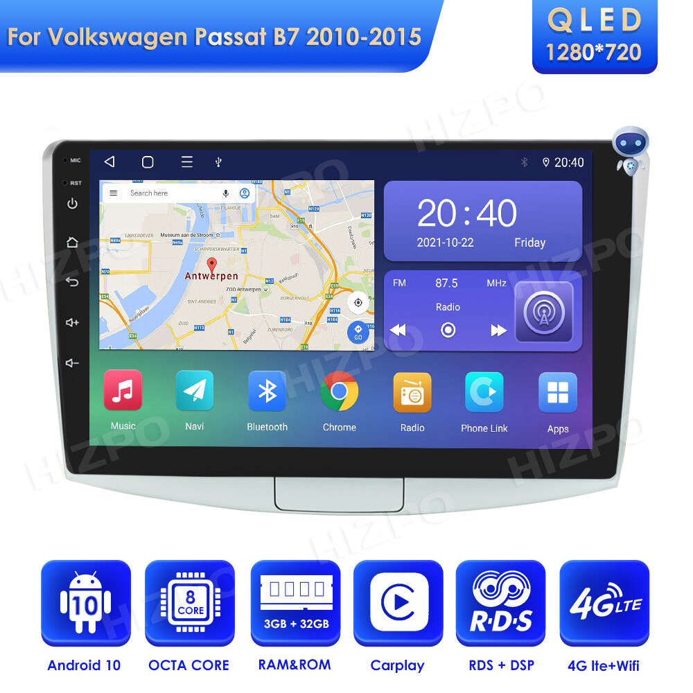8+128GB Android 12 CarPlay Car Radio Stereo DSP GPS For VW Passat B7 2010-2015