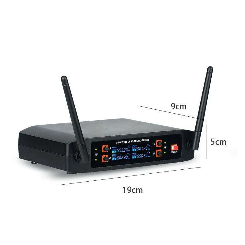 4 Channel Professional Handheld Dynamic UHF Wireless Vocal Microphone Set