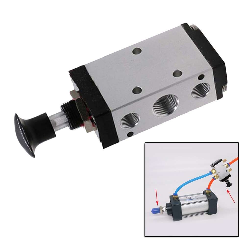 4R210-08 Hand Push Pull Pneumatic-Air Valve 5 Ways 2 Pos 1/4"BSPT & Connector