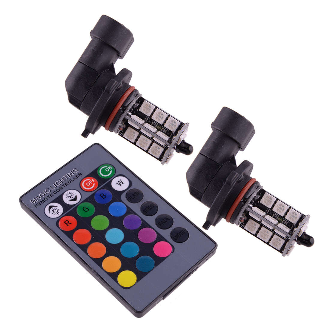 Pair LED Front Driving DRL Lamp Fog Light Bulbs With Remote Controller