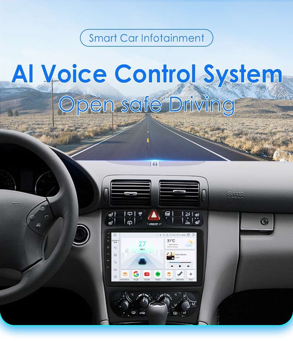 9" CarPlay Android 12 Auto Car Stereo BT GPS Head Unit For Benz C-CLASS CLK W209