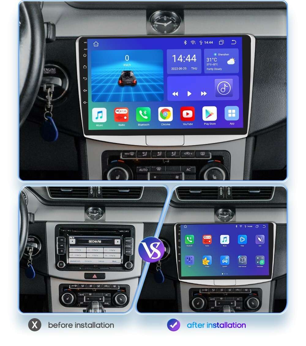 8+128GB Android 12 CarPlay Car Radio Stereo DSP GPS For VW Passat B7 2010-2015