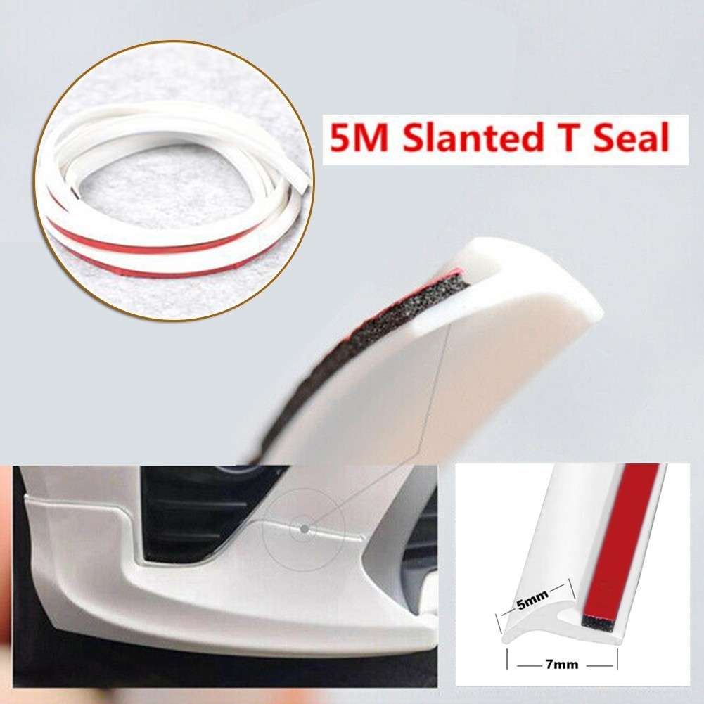 5M Slanted T-Type Car Rubber Sealing Strip Trim For Bumper-Lip Side Skirt