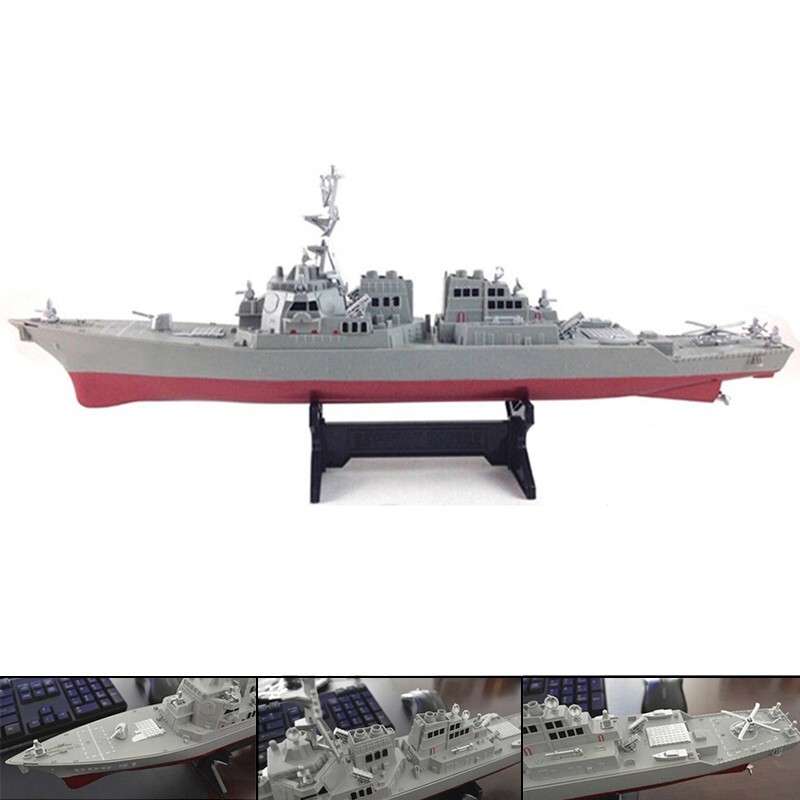 Child Static Navigation Battleship Model Toy Guided Missile Destroyer& Stand