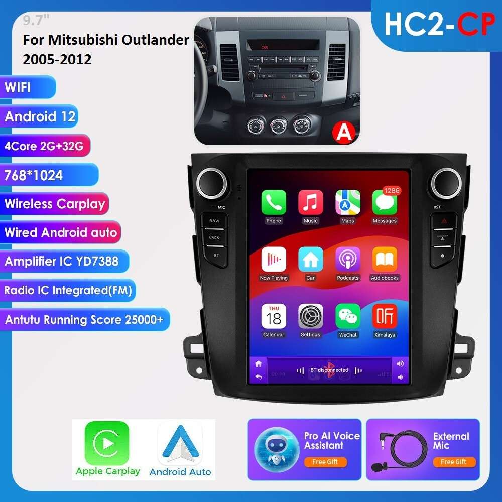 9.7" Android 13 Car Stereo for Mitsubishi Outlander 2005-2012 GPS Navi RDS WiFi