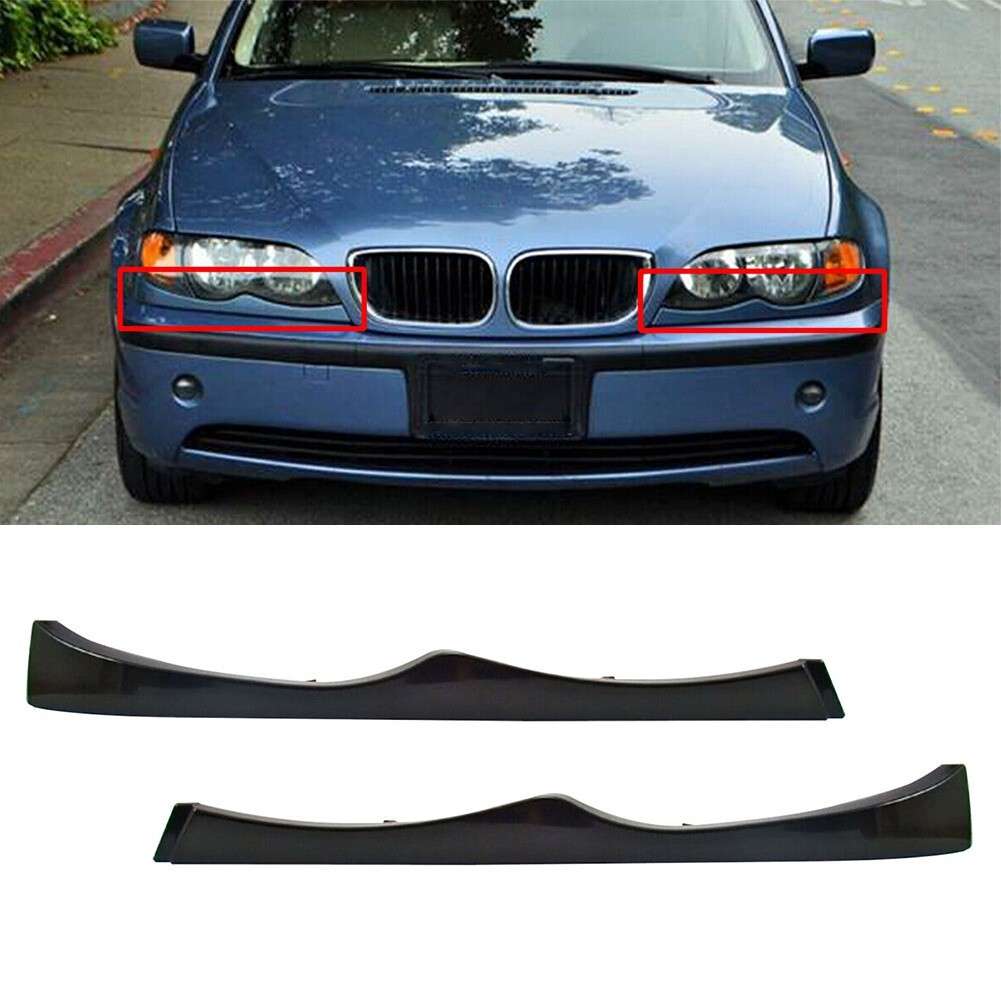 2X Headlight Eyebrow Lower Headlamp Eyelid Cover Trim For E46 325 330 Sedan