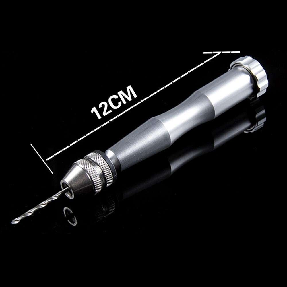 Aluminum Silver Pin Vise Hand Push Drill Chuck For Jewelry Tool&10PCS Micro Bits