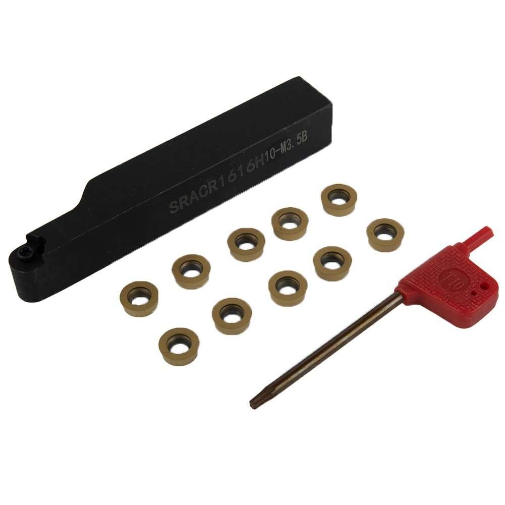 5/8 SRACR1616H10 Lathe External Turning Tool Holder +RCMT10T3MO Inserts,R5-Rou