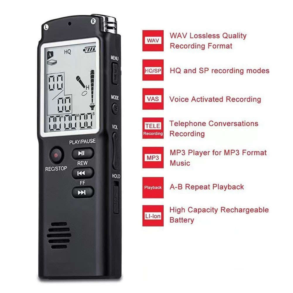 Professional USB Dictaphone Voice Recorder With WAV MP3 Player Functionality