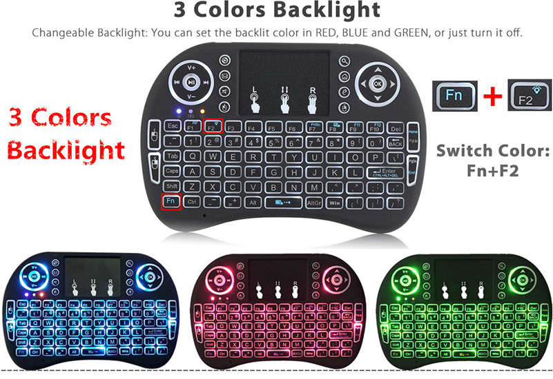 2.4G Mini Backlit Wireless Touchpad Keyboard Air Mouse For PC Pad Android TV Box