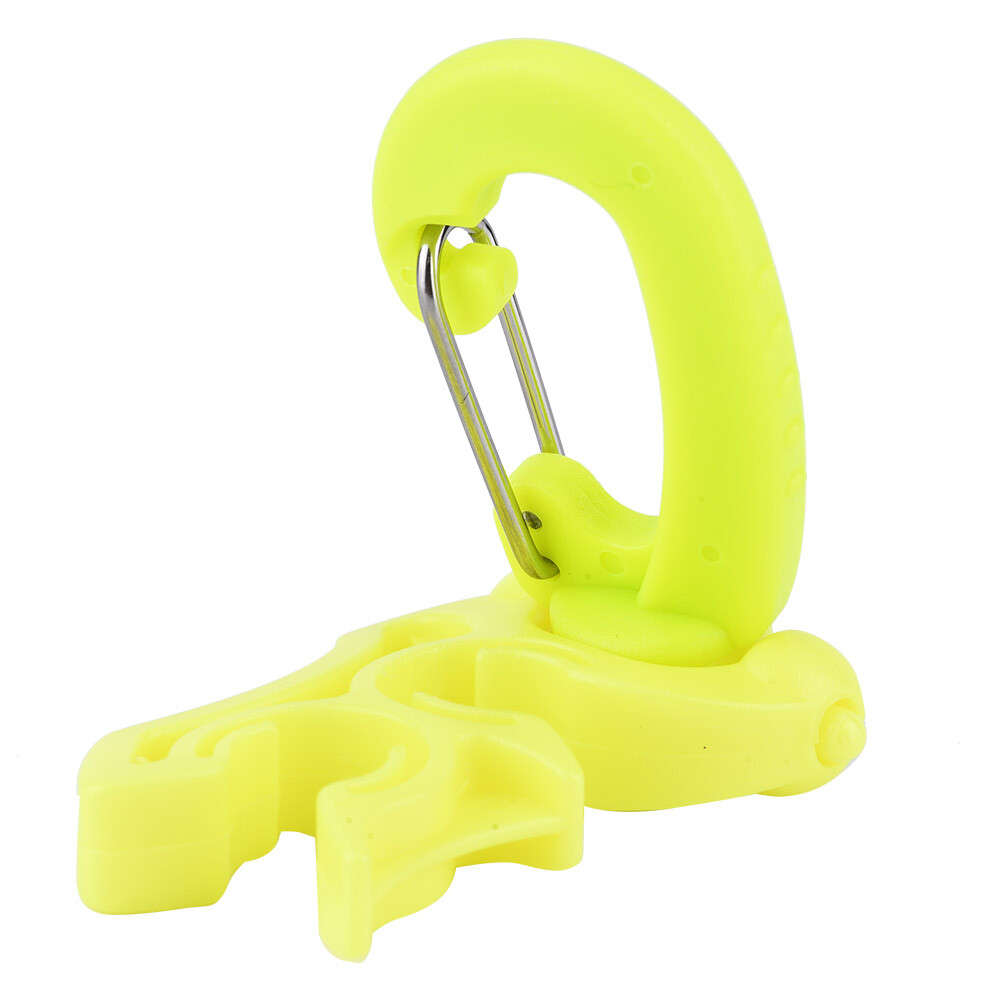 (Yellow)Scuba Diving Double BCD Hose Holder Clip Regulator Retainer Buckle CH