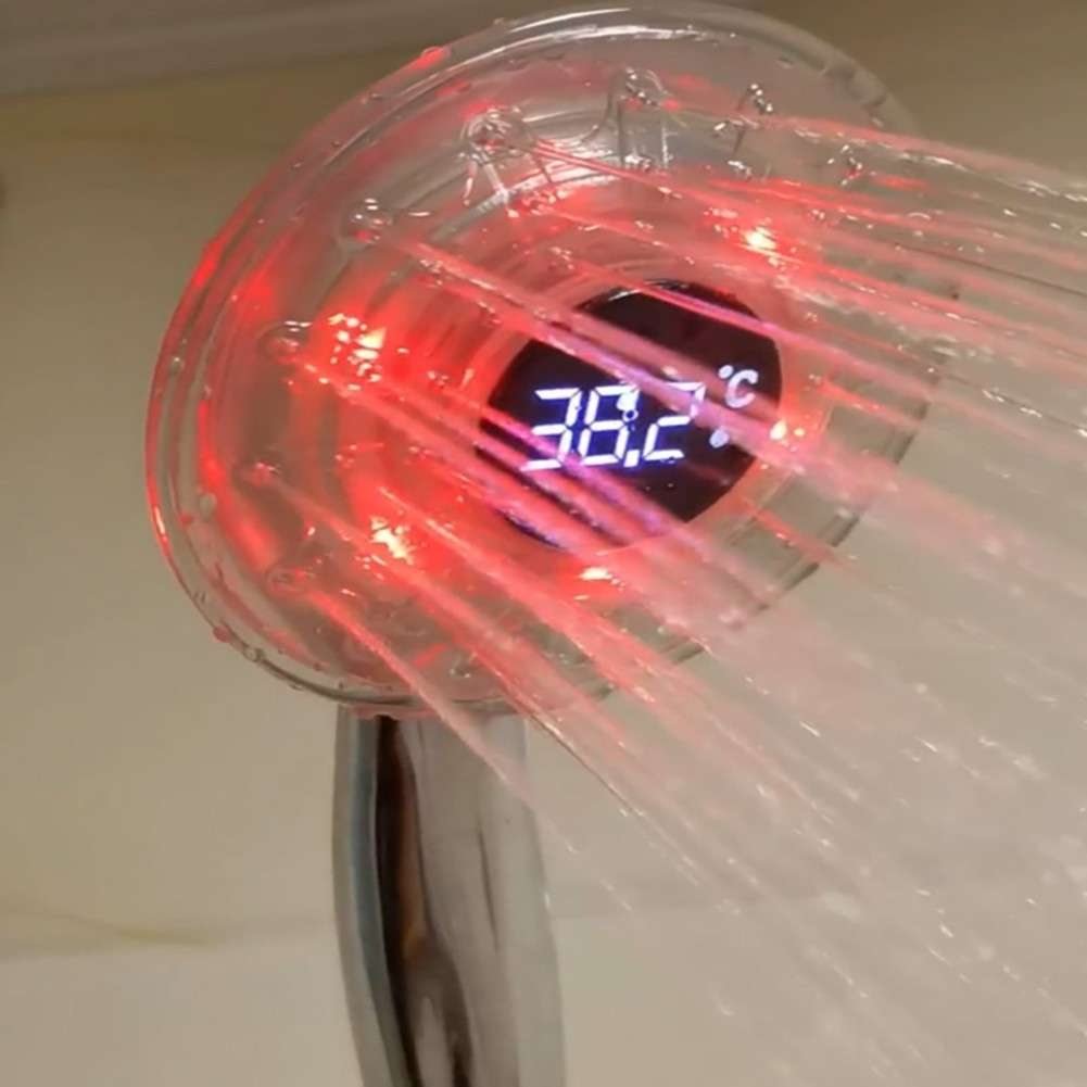 Adjustable Temperature LED Showerhead With Color Indicators For Optimal Comfort