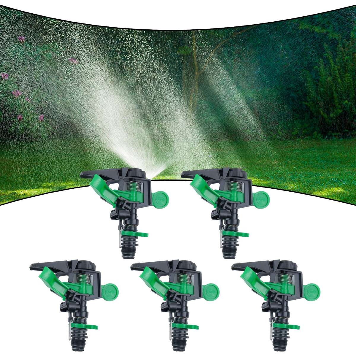 5pcs Impulse Sprinkler Pulsating Telescopic Watering Grass Lawn-Yard&Gard