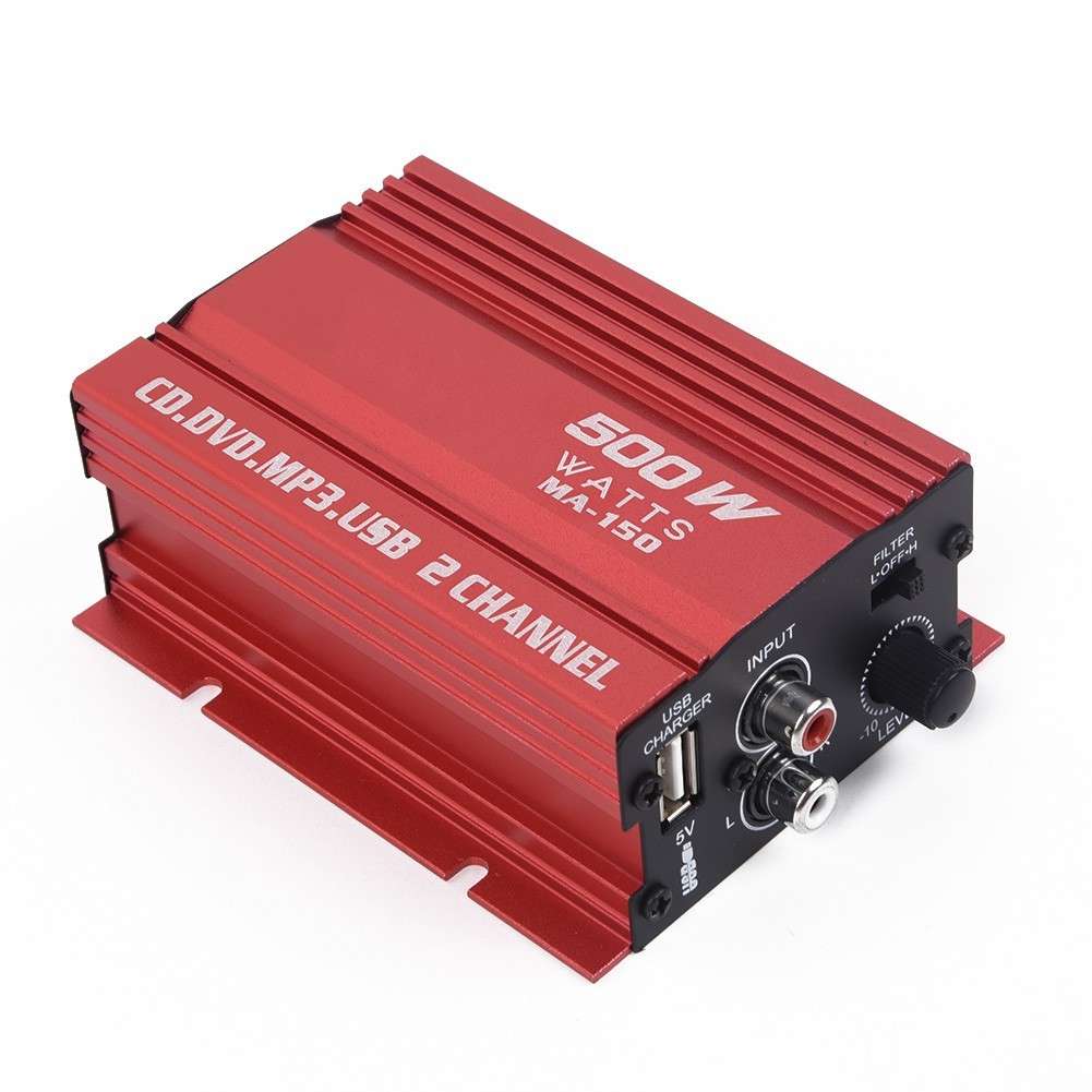 Car 12V 500W Mini HiFi Stereo Audio Amp Subwoofer For Cars And Motorcycles